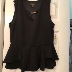 Brand New Thalia Sodi Textured Peplum Necklace Top